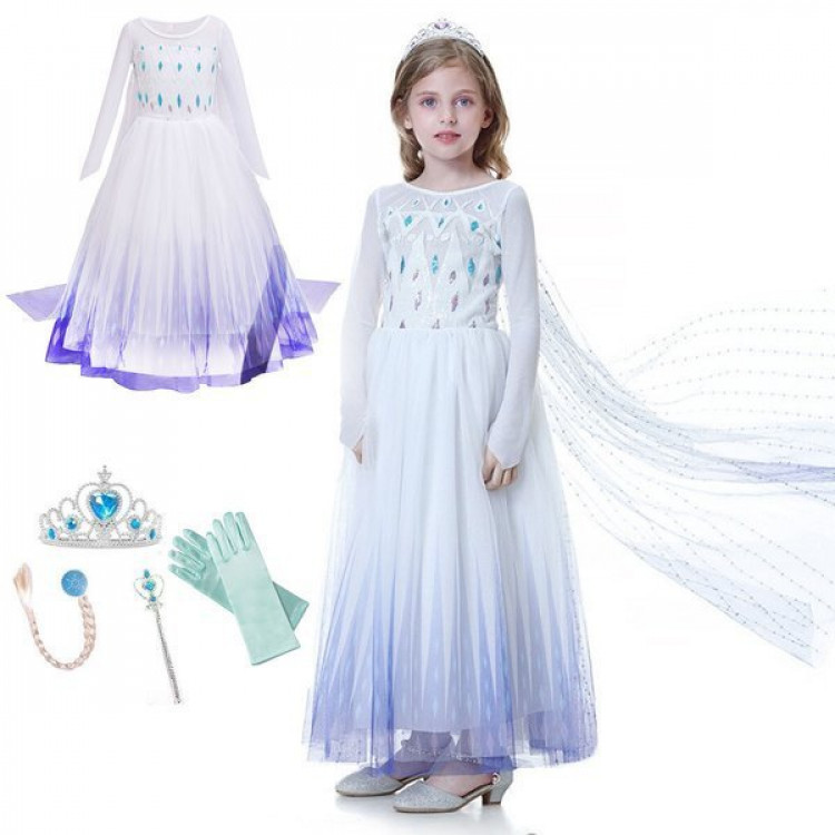 Karnevalový kostým – Biele šaty Elsa S -110 cm